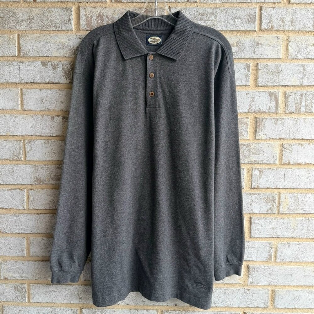 Tommy Bahama Long Sleeve Gray 1/4 Button Collared Polo Shirt Men's Size L?